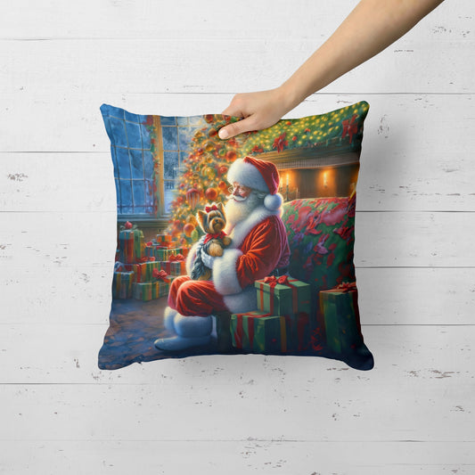 Yorkshire Terrier Yorkie and Santa Claus Throw Pillow - One Color / One Size - Home & Garden - Home Textile - Pillows