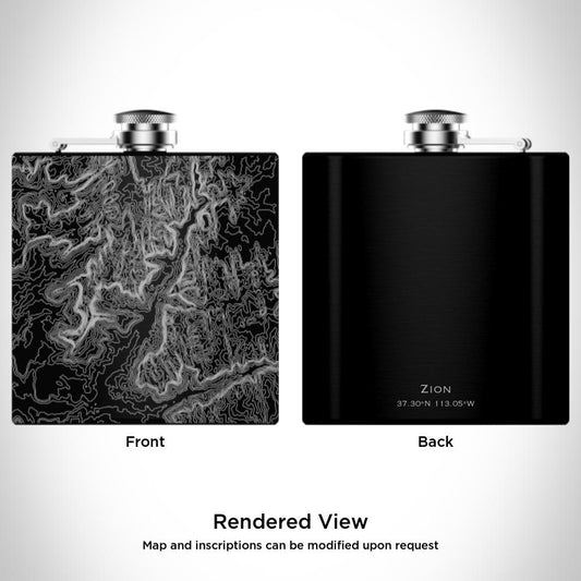 Zion National Park - Utah Map Hip Flask in Matte Black - Drinkware