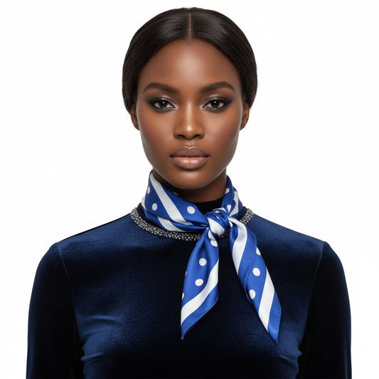 ZPB Blue and White Polka Dot Square Sorority Scarf
