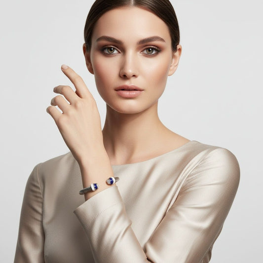 ZPB Thick Cable Classic Silver Bangle Bracelet