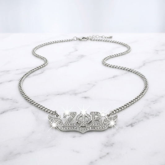 ZPB Winged Bling Pendant Silver Chain Necklace