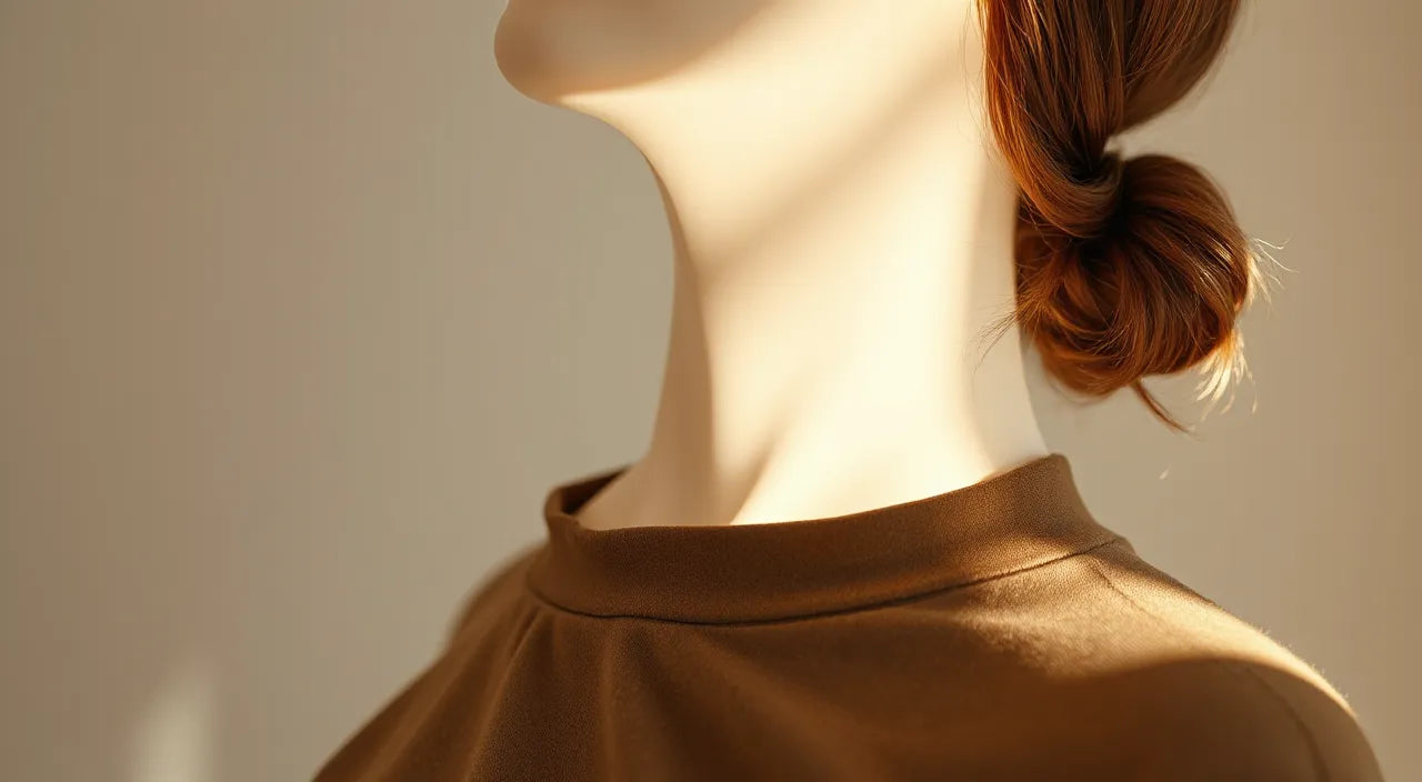 Outline icons for neckline, hair tuck, and balanced accessories