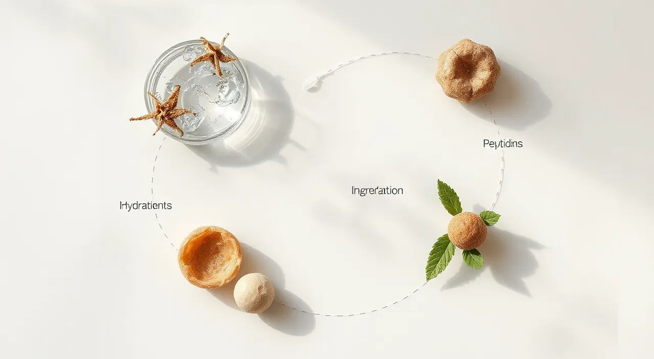 Ingredient map: hydration, antioxidants, peptides symbols