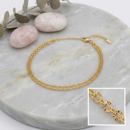 18k Gold Steel Double Layer Chain Anklet
