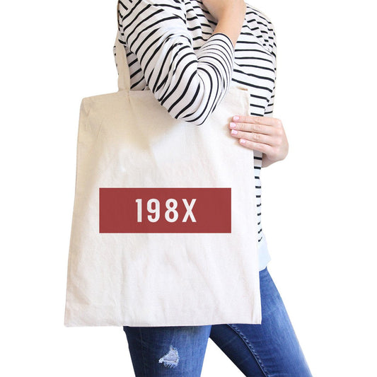 198X Natural Canvas Tote Bag Trendy Shoulder Bag Eco-Friendly - One Color / One Size - Bags & Luggage - Women’s Bags
