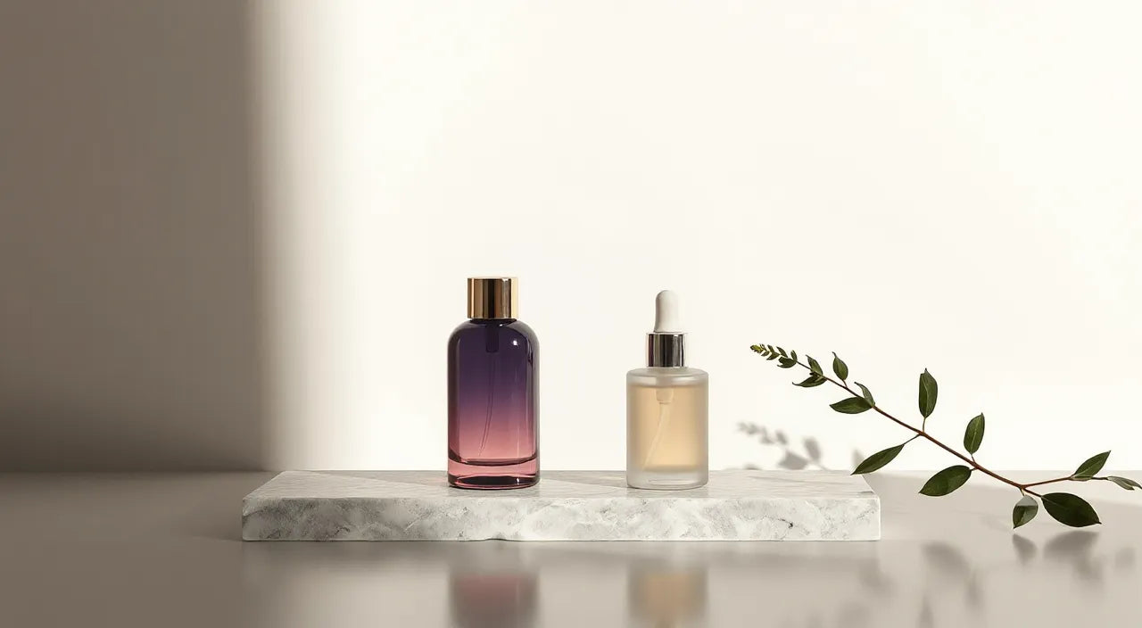 Night routine steps: cleanser, serum, moisturizer layers