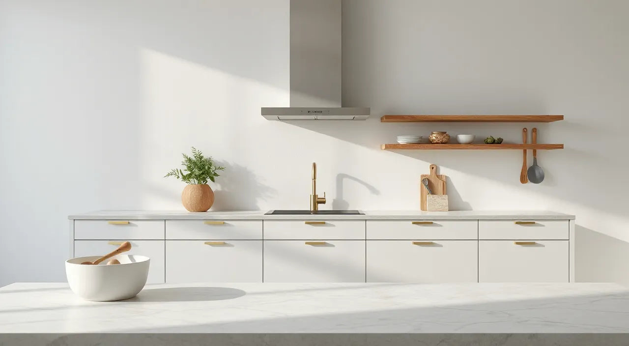 Symbolic kitchen flow lines and organized tool zones