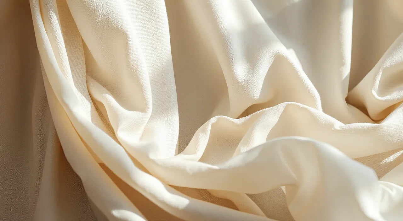 Textile care symbols and layered fabrics representing maintenance