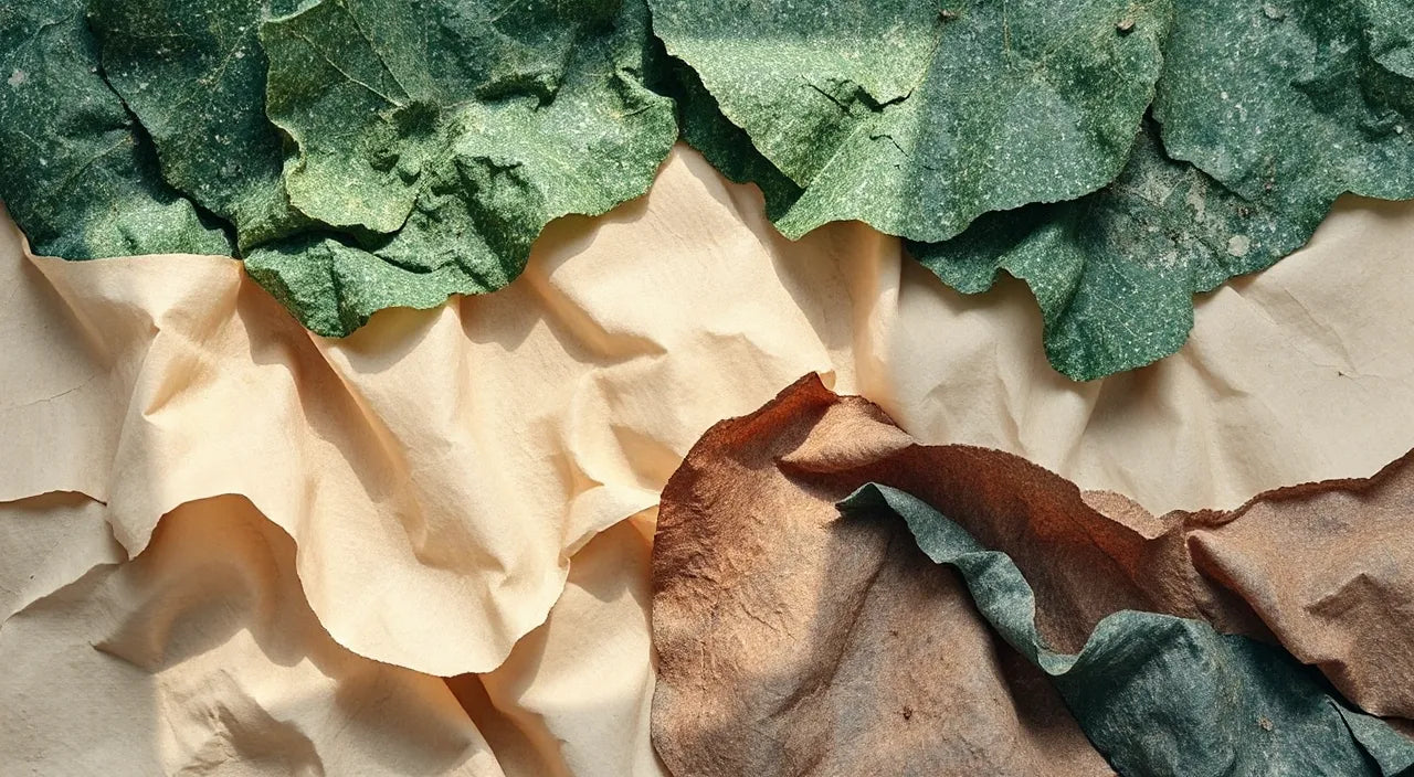 Layered textures, color blocks, and nature motifs visual map