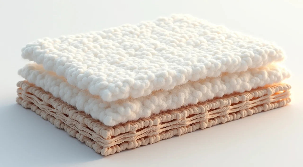 Cross-section detail of high-quality cotton fiber construction showing dense weave patterns and durable thread composition