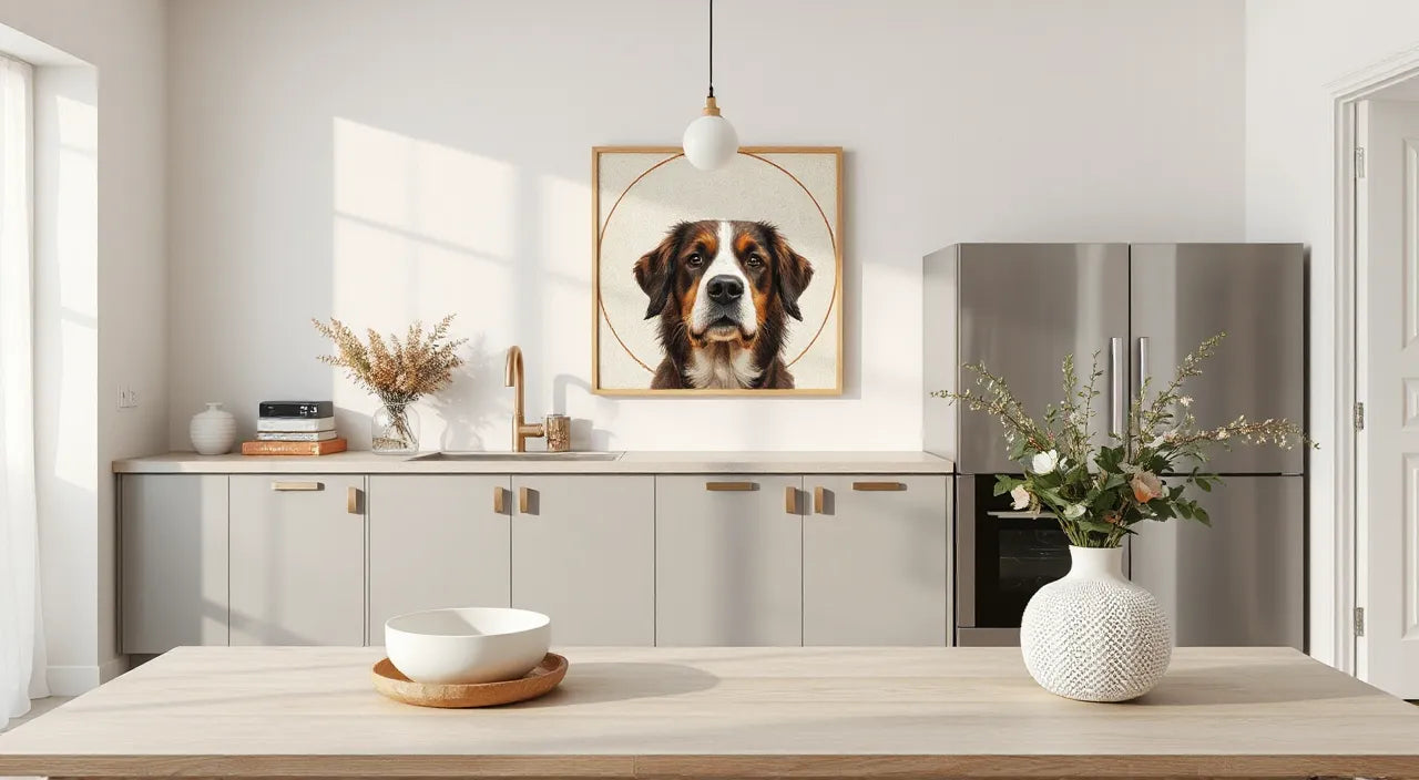 Cheerful cooking setup: utensils, pockets, clean silhouettes