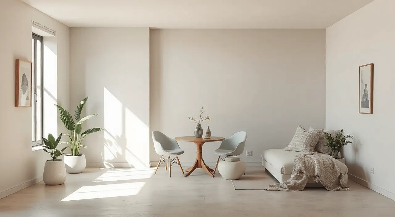 Room zoning with work, dining, and rest icons