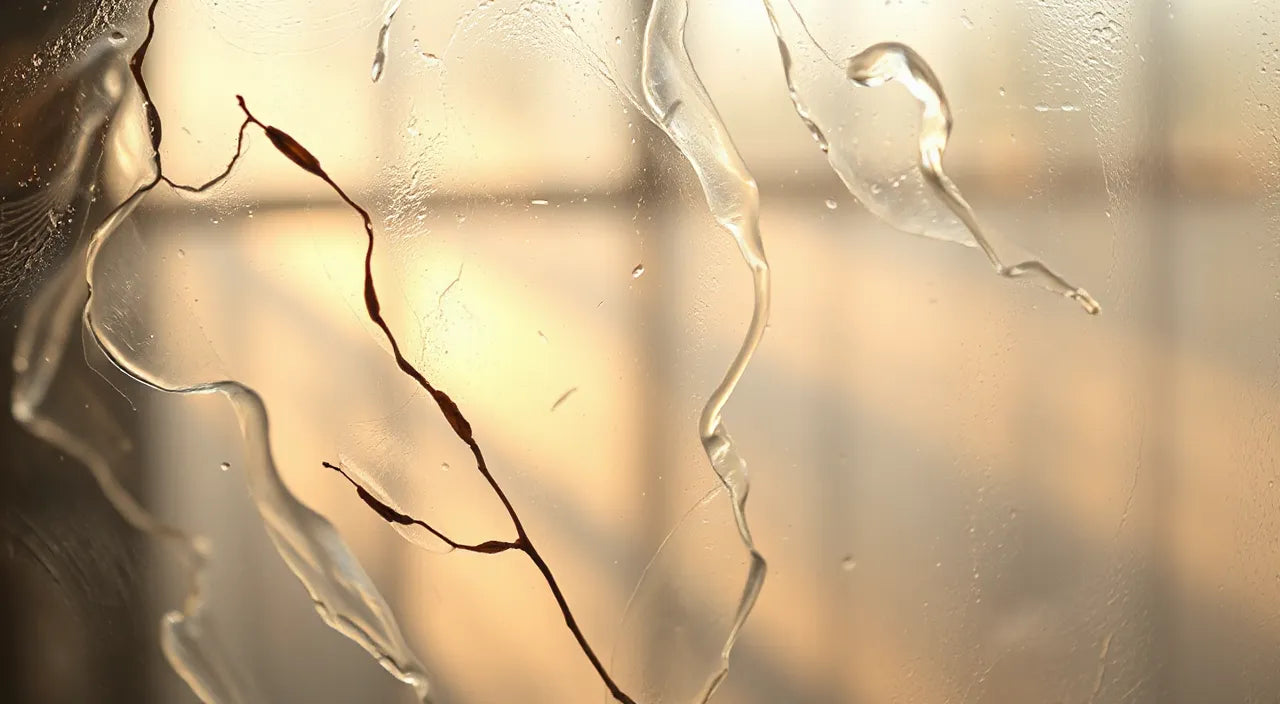 Light reflections on glass textures and warm ambience