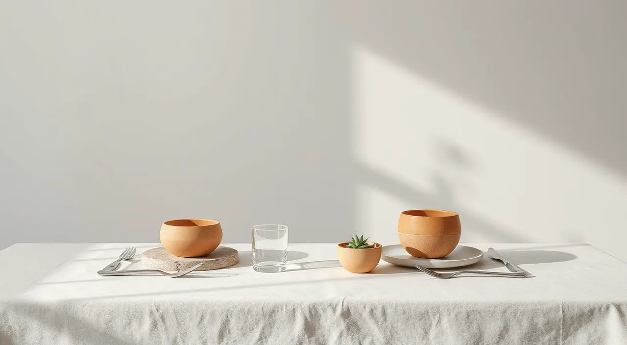 Table settings with cohesive colors and balanced spacing