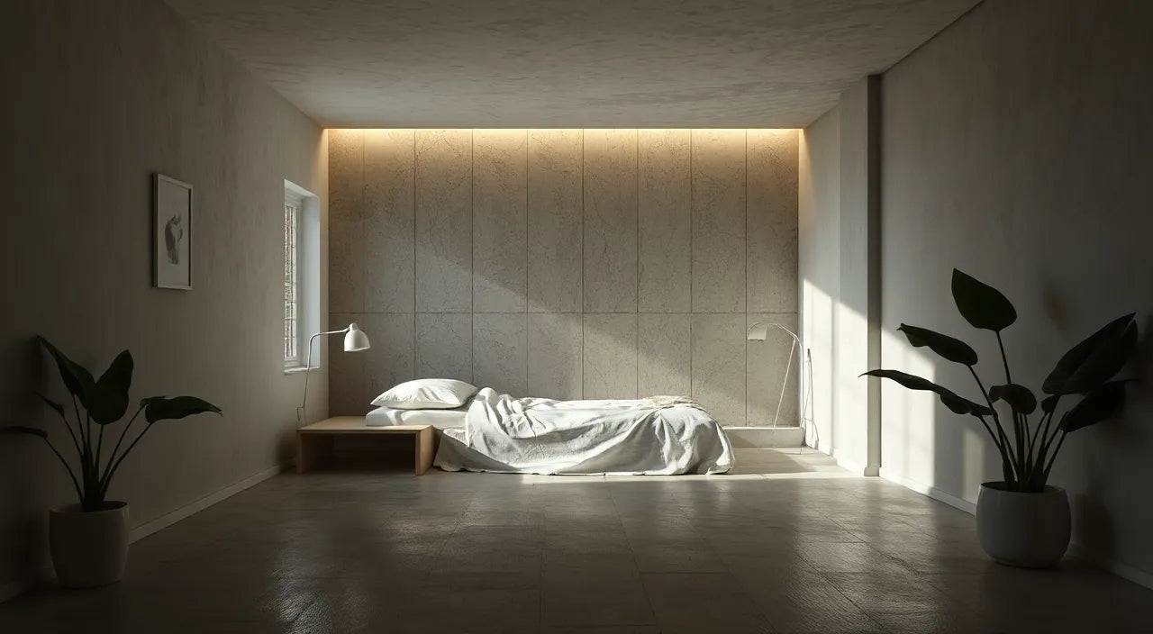 Room layout with ladder clearance and night visibility cues