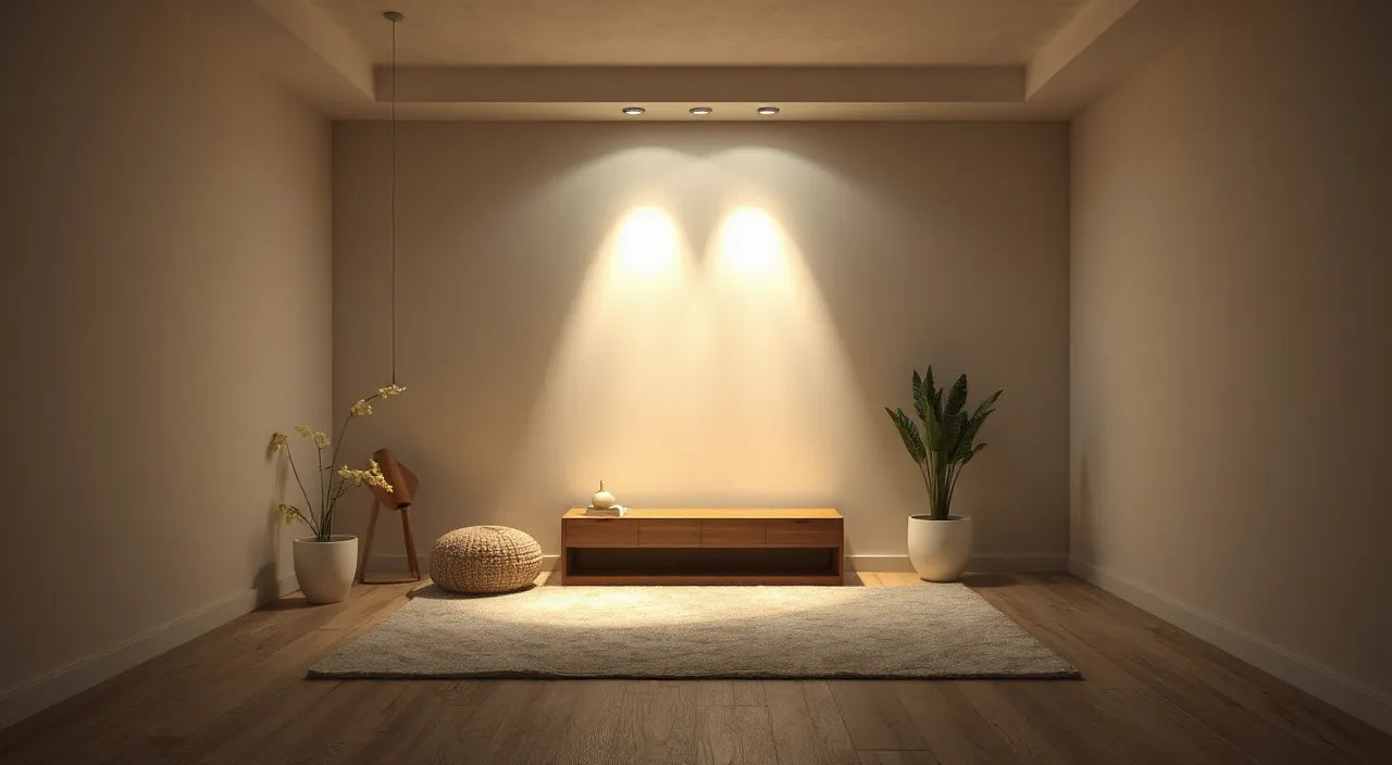 Room lighting map showing angles and glare control