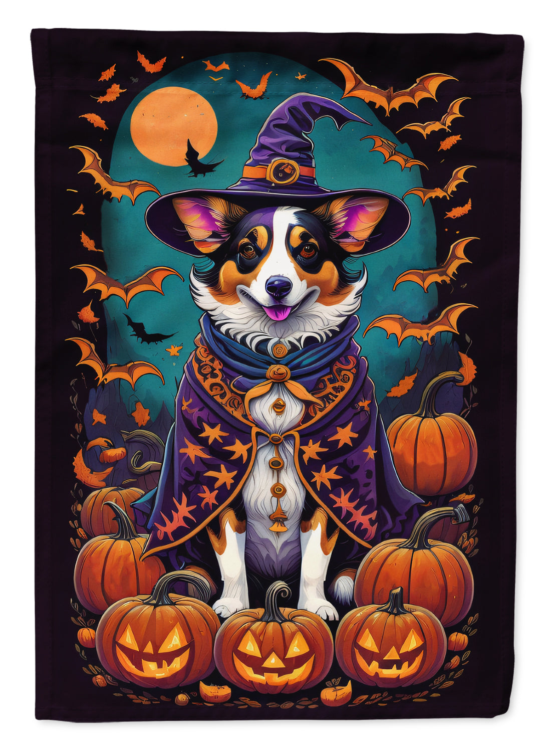 Corgi Witchy Halloween Garden Flag