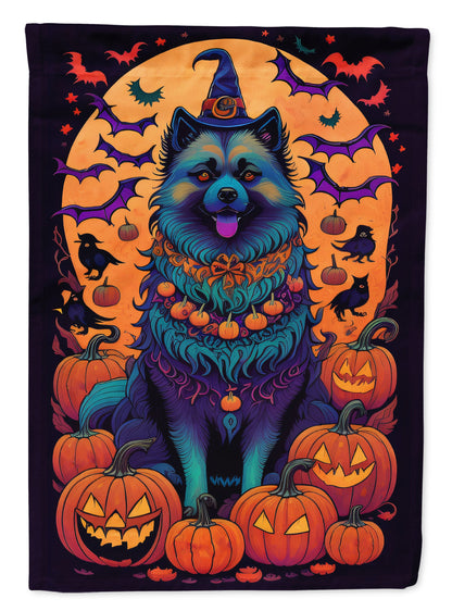 Keeshond Witchy Halloween Garden Flag
