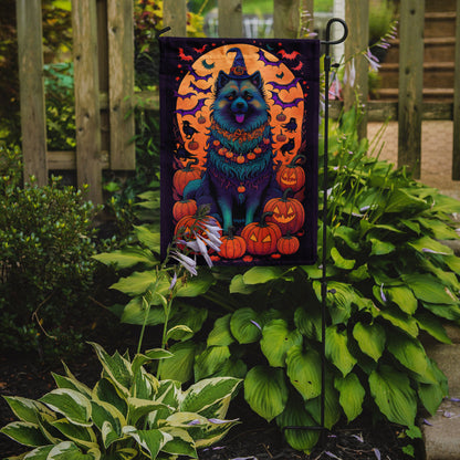 Keeshond Witchy Halloween Garden Flag