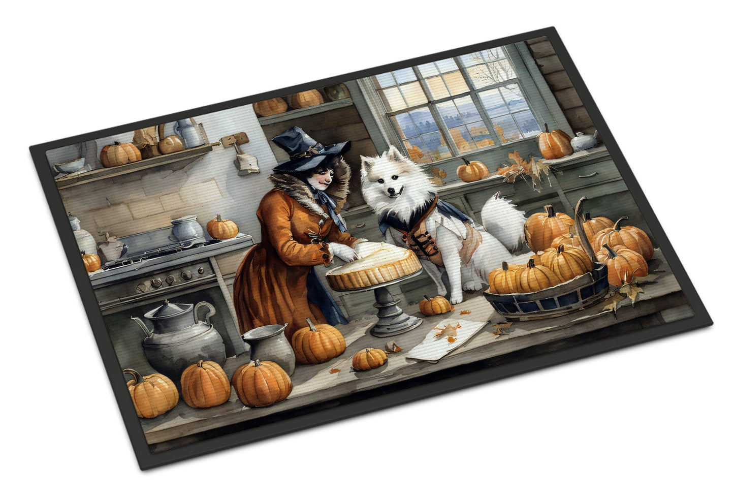 American Eskimo Fall Kitchen Pumpkins Doormat