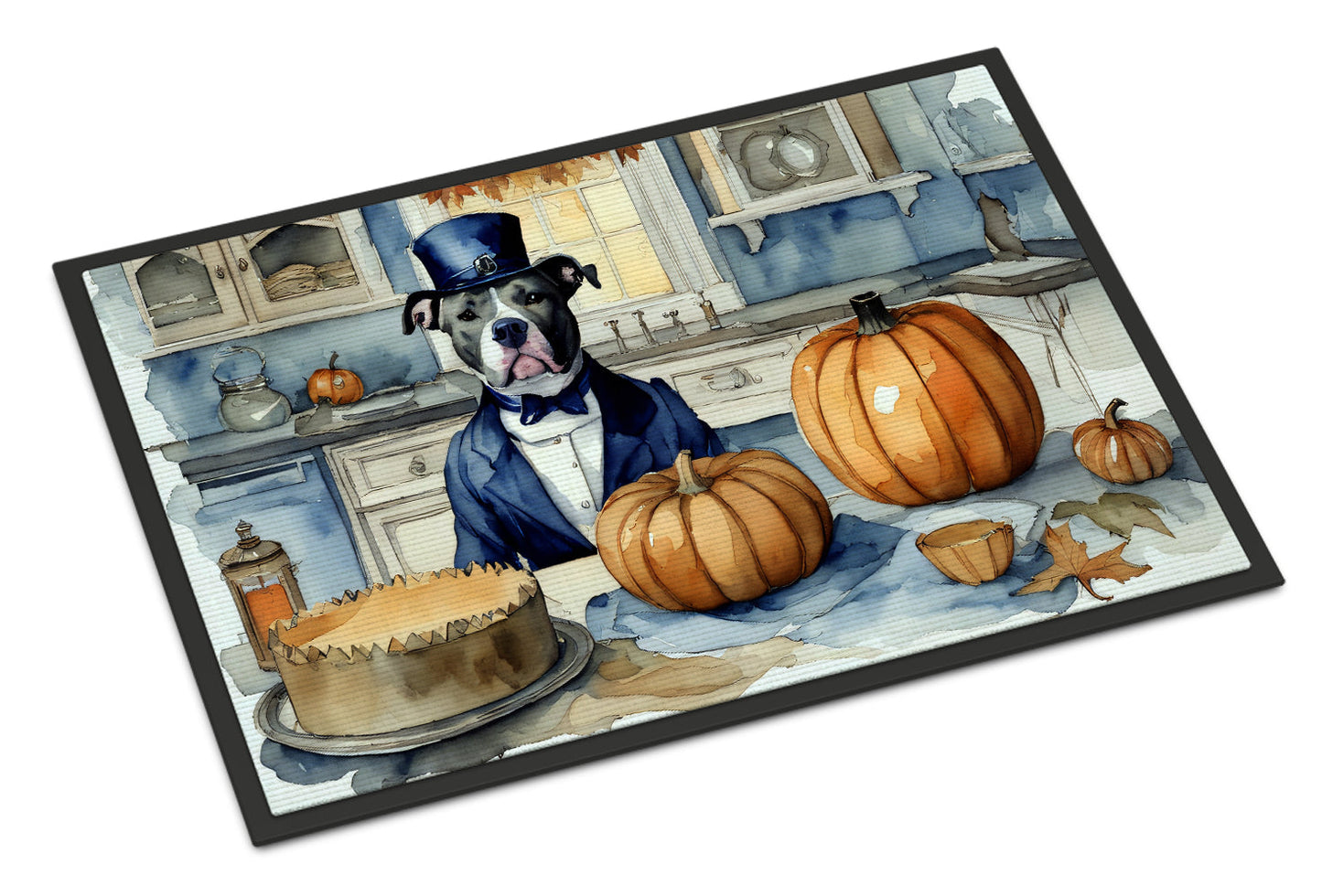 Pit Bull Terrier Fall Kitchen Pumpkins Doormat