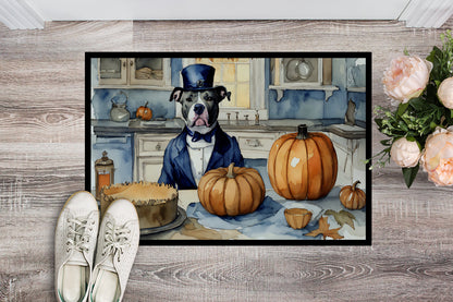 Pit Bull Terrier Fall Kitchen Pumpkins Doormat