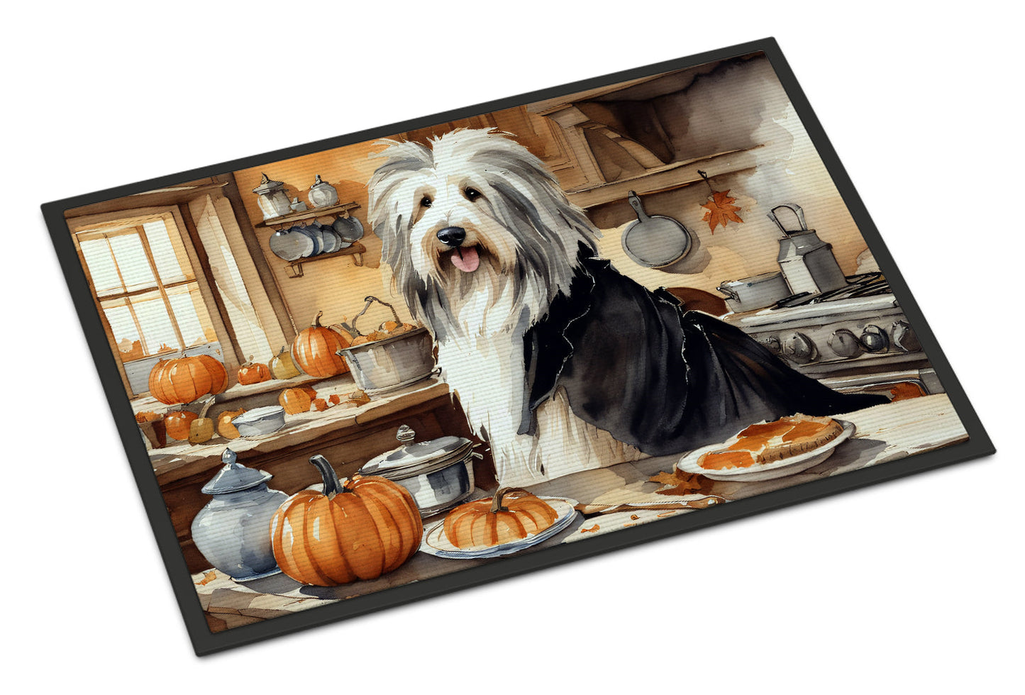 Bearded Collie Fall Kitchen Pumpkins Doormat