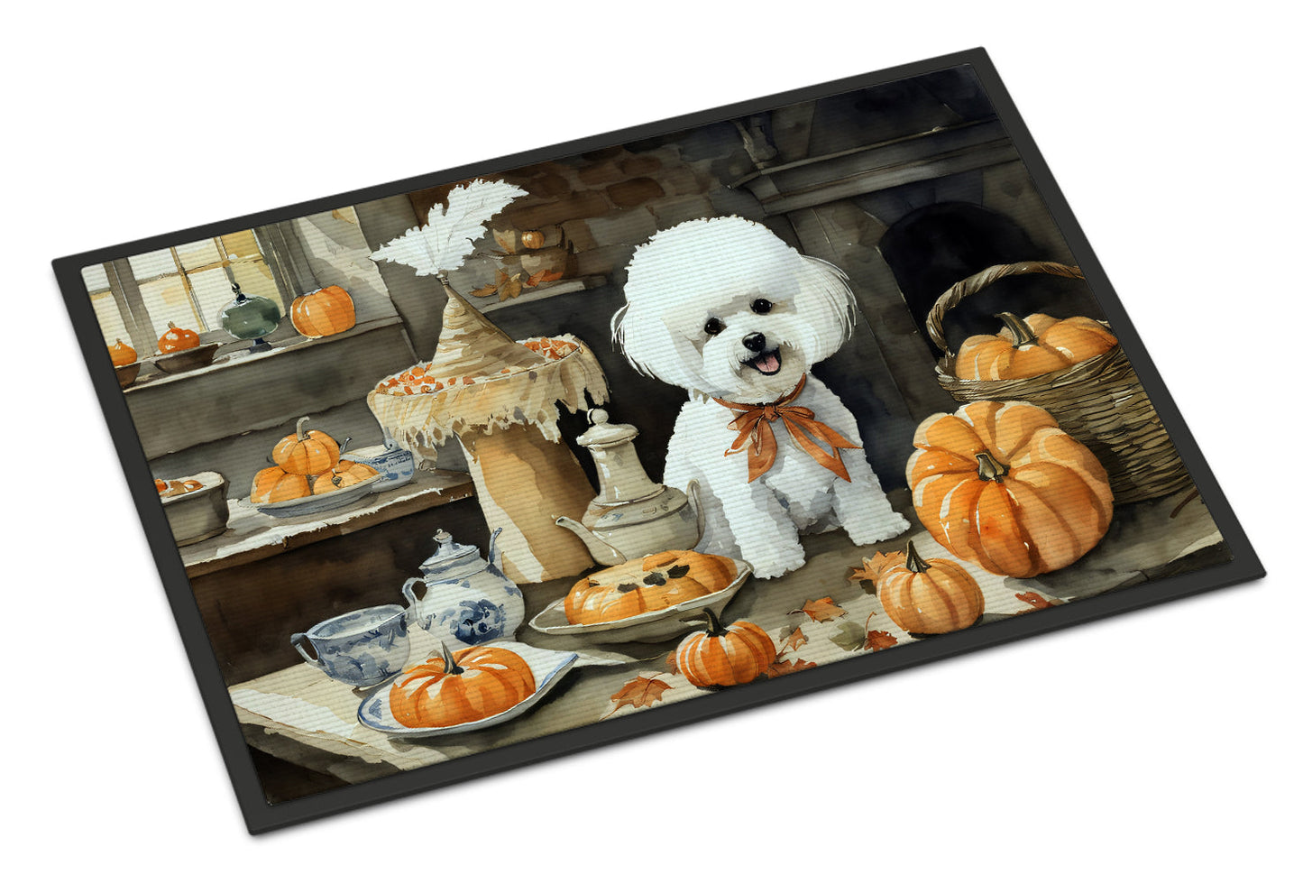 Bichon Frise Fall Kitchen Pumpkins Doormat