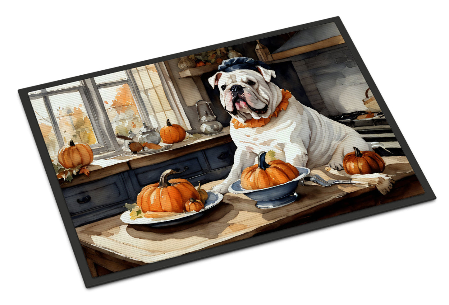 English Bulldog Fall Kitchen Pumpkins Doormat