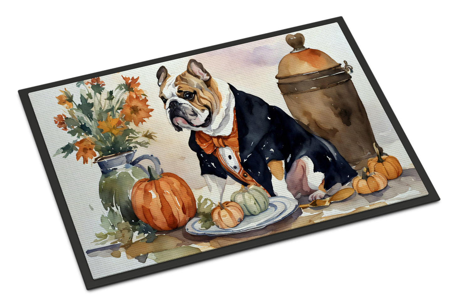 English Bulldog Fall Kitchen Pumpkins Doormat