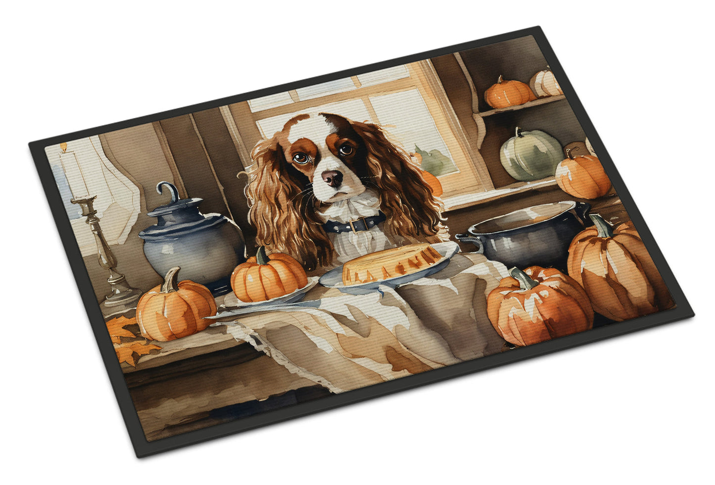 Cavalier Spaniel Fall Kitchen Pumpkins Doormat