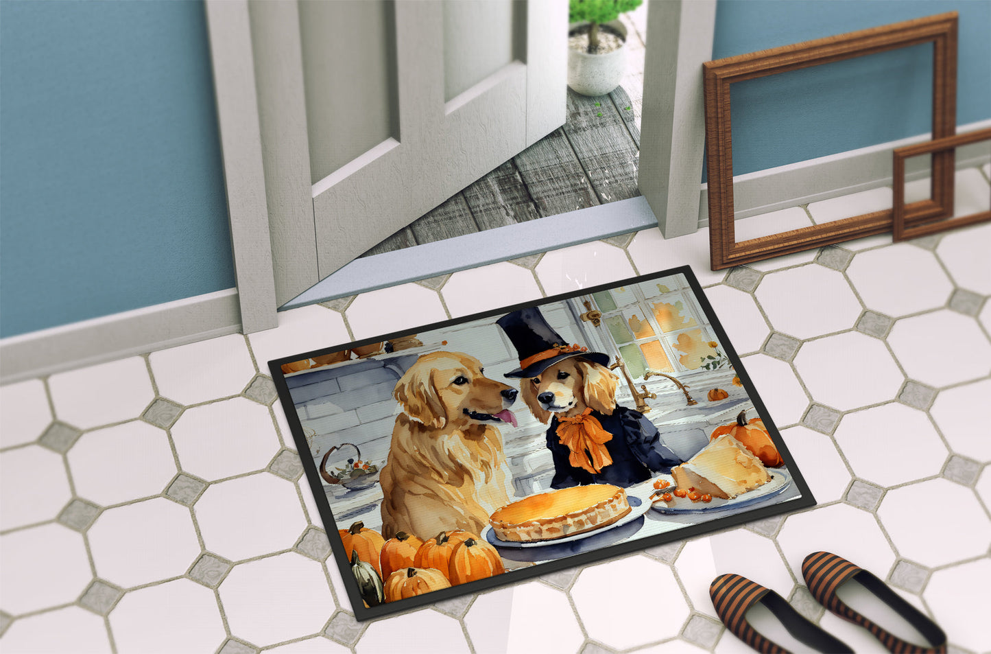 Golden Retriever Fall Kitchen Pumpkins Doormat