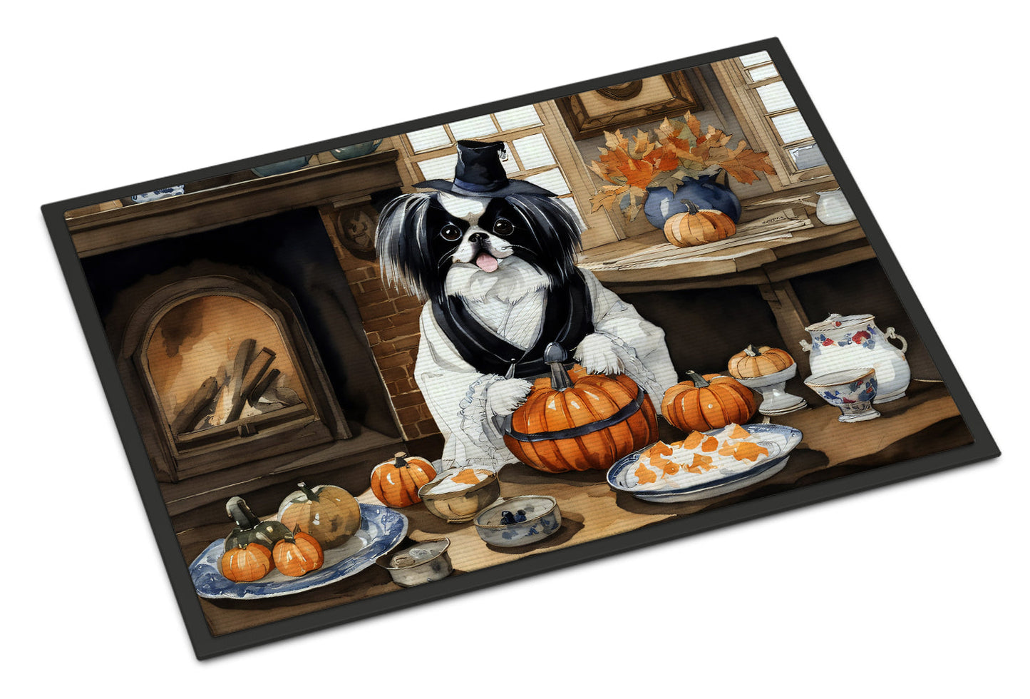 Japanese Chin Fall Kitchen Pumpkins Doormat