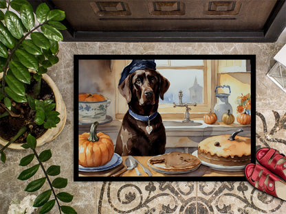 Chocolate Lab Fall Kitchen Pumpkins Doormat