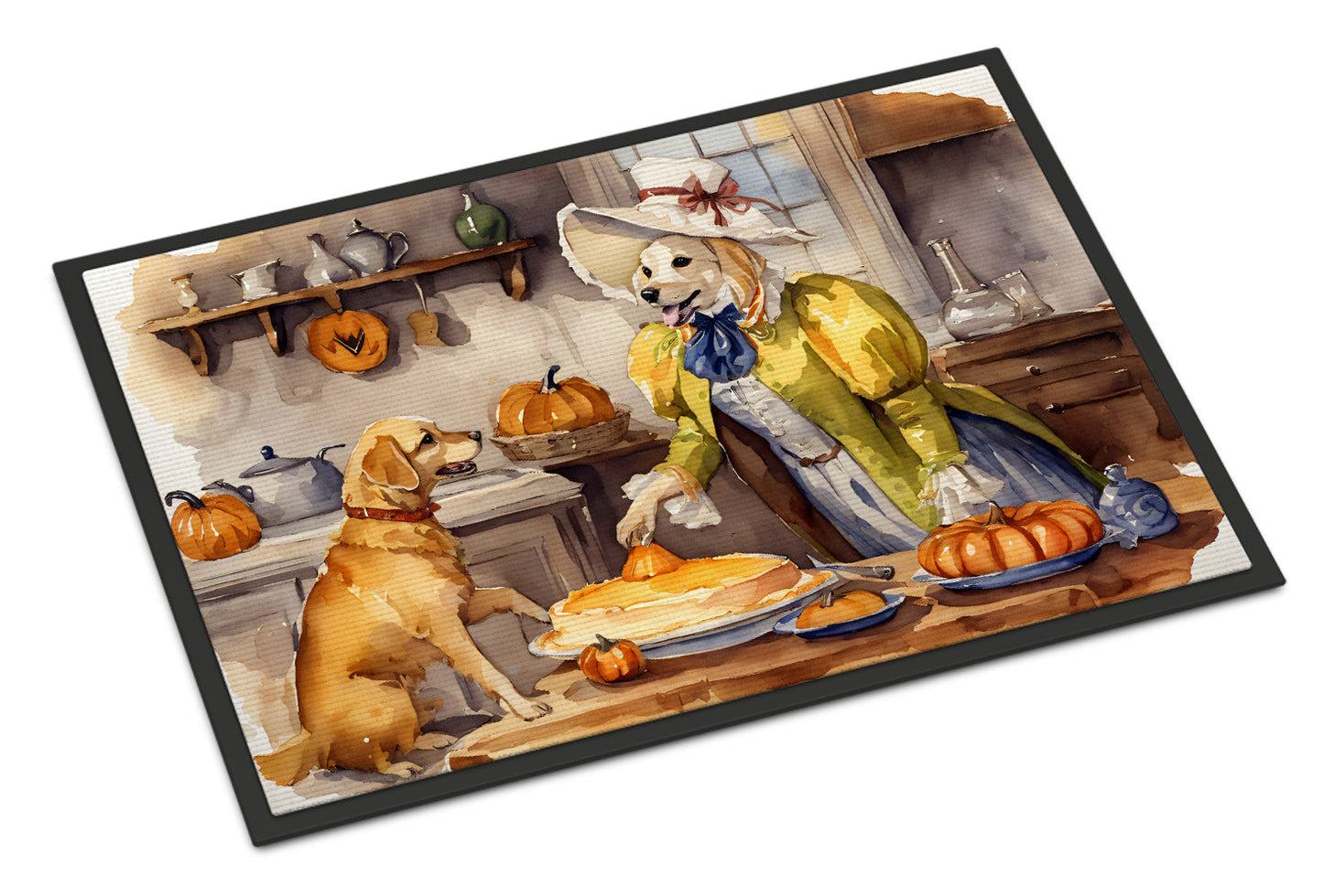 Yellow Lab Fall Kitchen Pumpkins Doormat