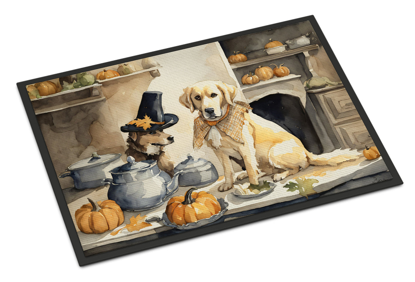 Yellow Lab Fall Kitchen Pumpkins Doormat