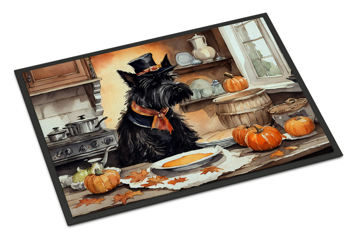 Scottish Terrier Fall Kitchen Pumpkins Doormat
