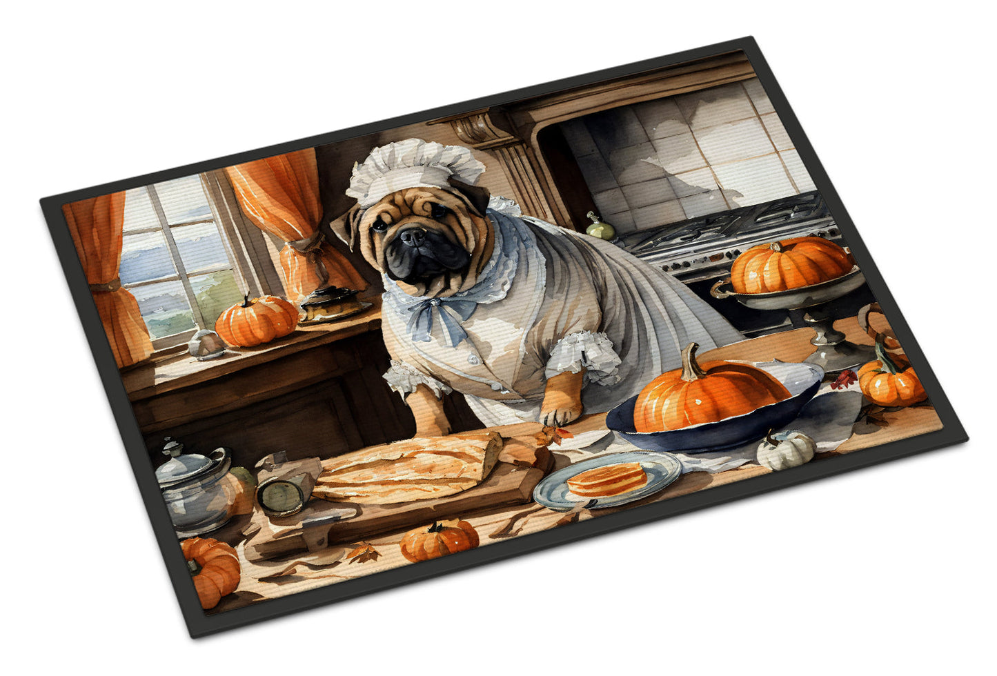 Shar Pei Fall Kitchen Pumpkins Doormat