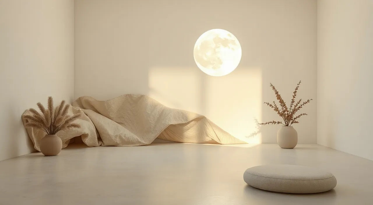 Soft glow concept with calm room shapes and moon motif