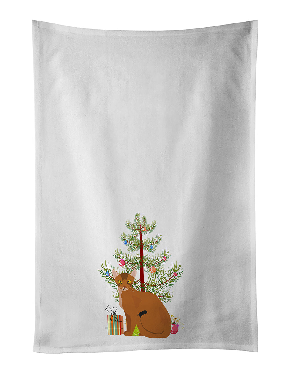 Abyssinian Cat Christmas Kitchen Towel Set of 2 - One Color / One Size - Home & Garden - Home Textile - Towels