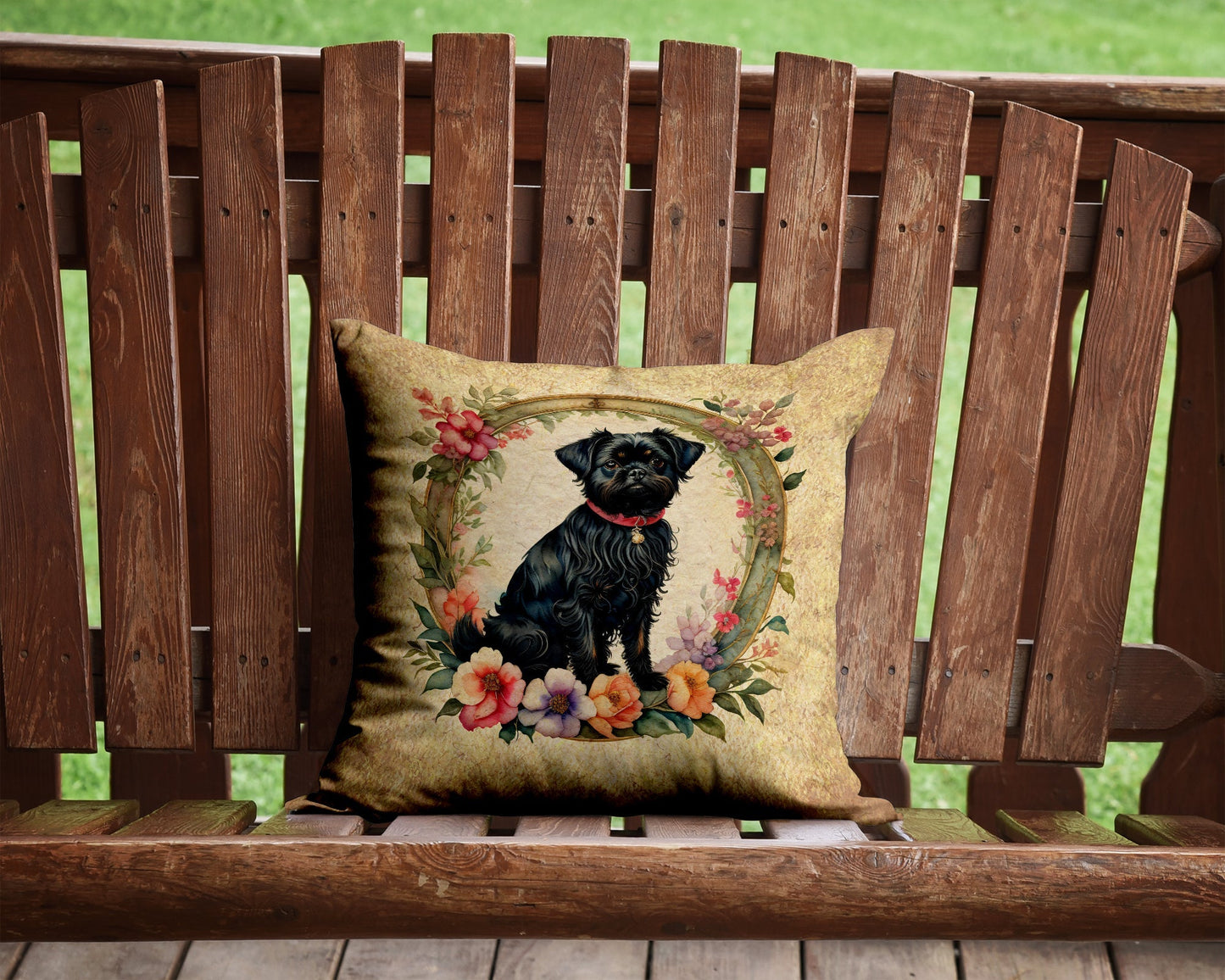 Affenpinscher and Flowers Throw Pillow - One Color / One Size - Home & Garden - Home Textile - Pillows