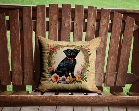 Affenpinscher and Flowers Throw Pillow - One Color / One Size - Home & Garden - Home Textile - Pillows