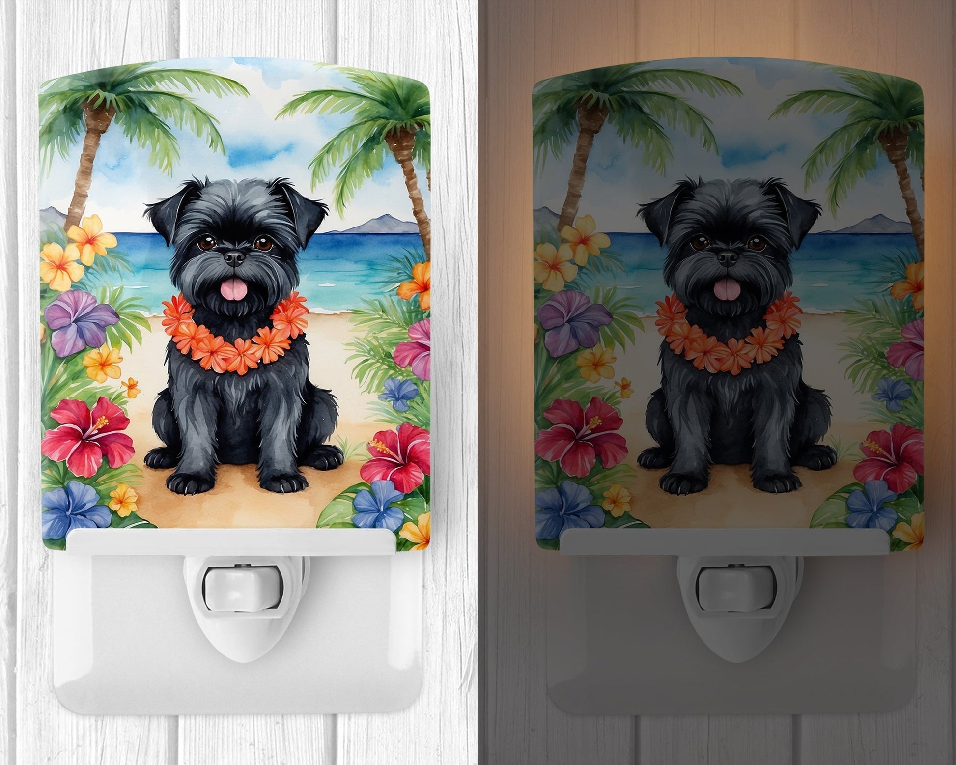Affenpinscher Luau Ceramic Night Light - One Color / One Size - Home & Garden - Home Improvement - Lights & Lighting
