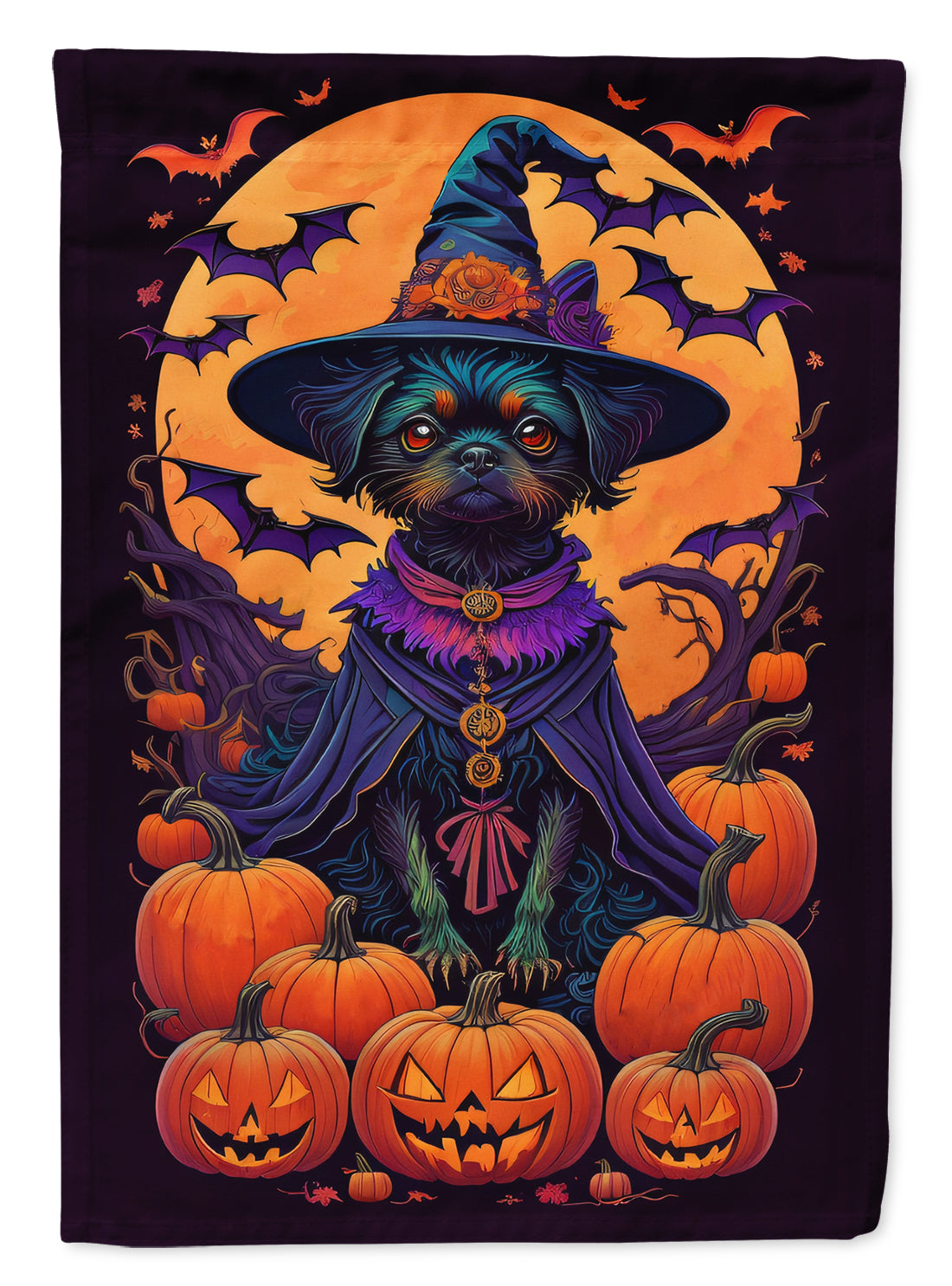 Affenpinscher Witchy Halloween Garden Flag - One Color / One Size - Home & Garden - Home Decor - Flags Banners &