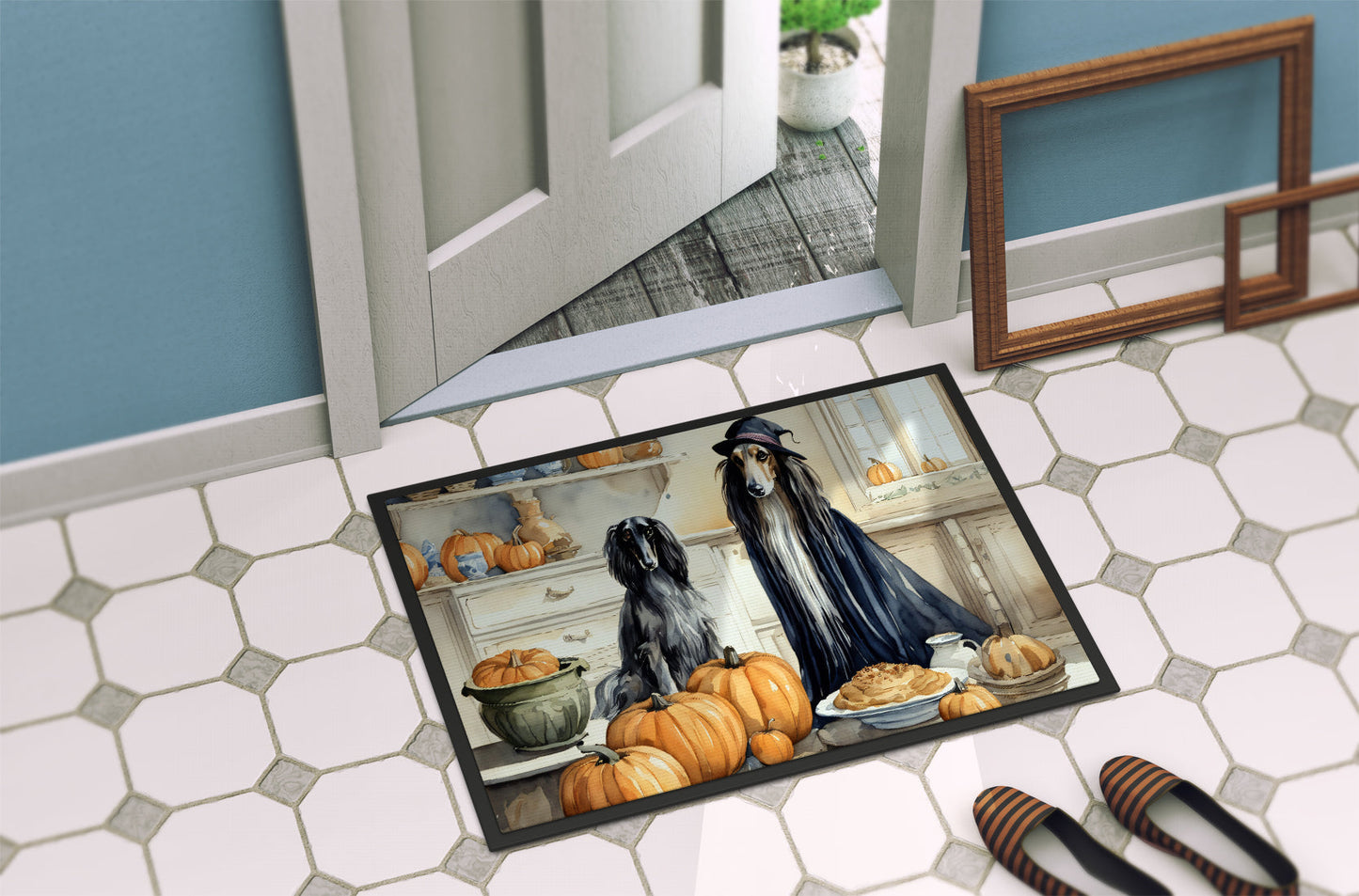 Afghan Hound Fall Kitchen Pumpkins Doormat - One Color / One Size - Home & Garden - Home Textile - Carpets & Rugs