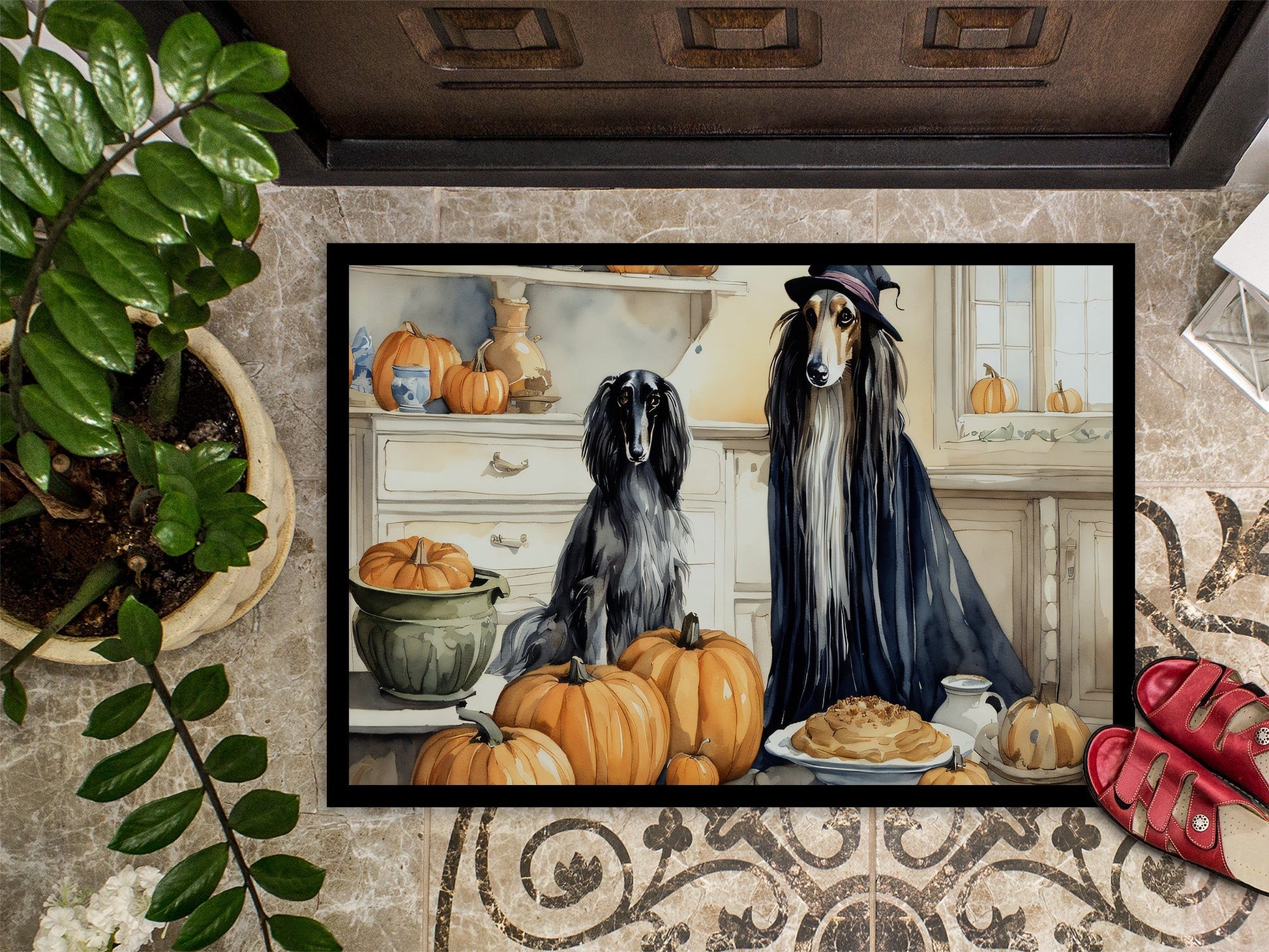 Afghan Hound Fall Kitchen Pumpkins Doormat - One Color / One Size - Home & Garden - Home Textile - Carpets & Rugs