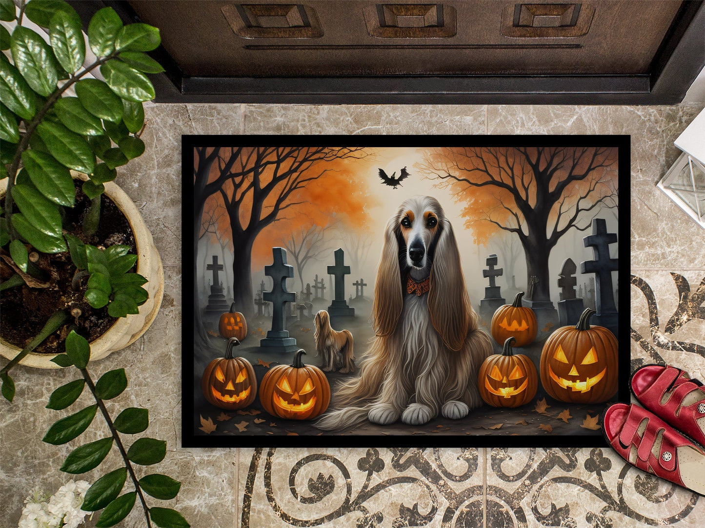 Afghan Hound Spooky Halloween Doormat - One Color / One Size - Home & Garden - Home Textile - Carpets & Rugs