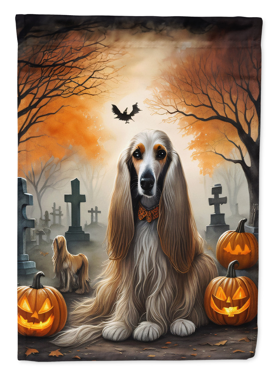 Afghan Hound Spooky Halloween Garden Flag - One Color / One Size - Home & Garden - Home Decor - Flags Banners &