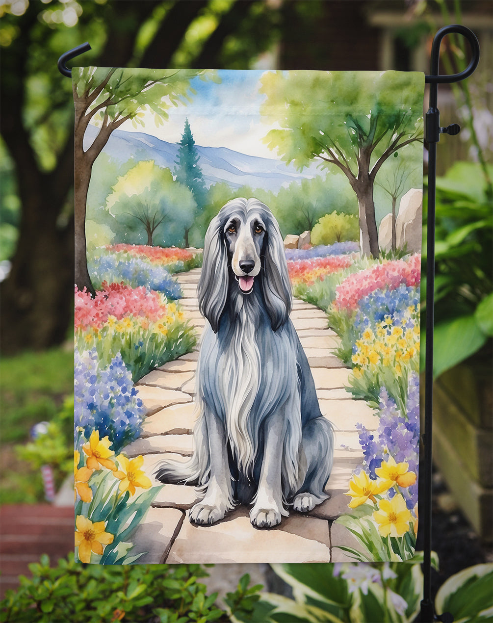 Afghan Hound Spring Garden Garden Flag - One Color / One Size - Home & Garden - Home Decor - Flags Banners & Accessories
