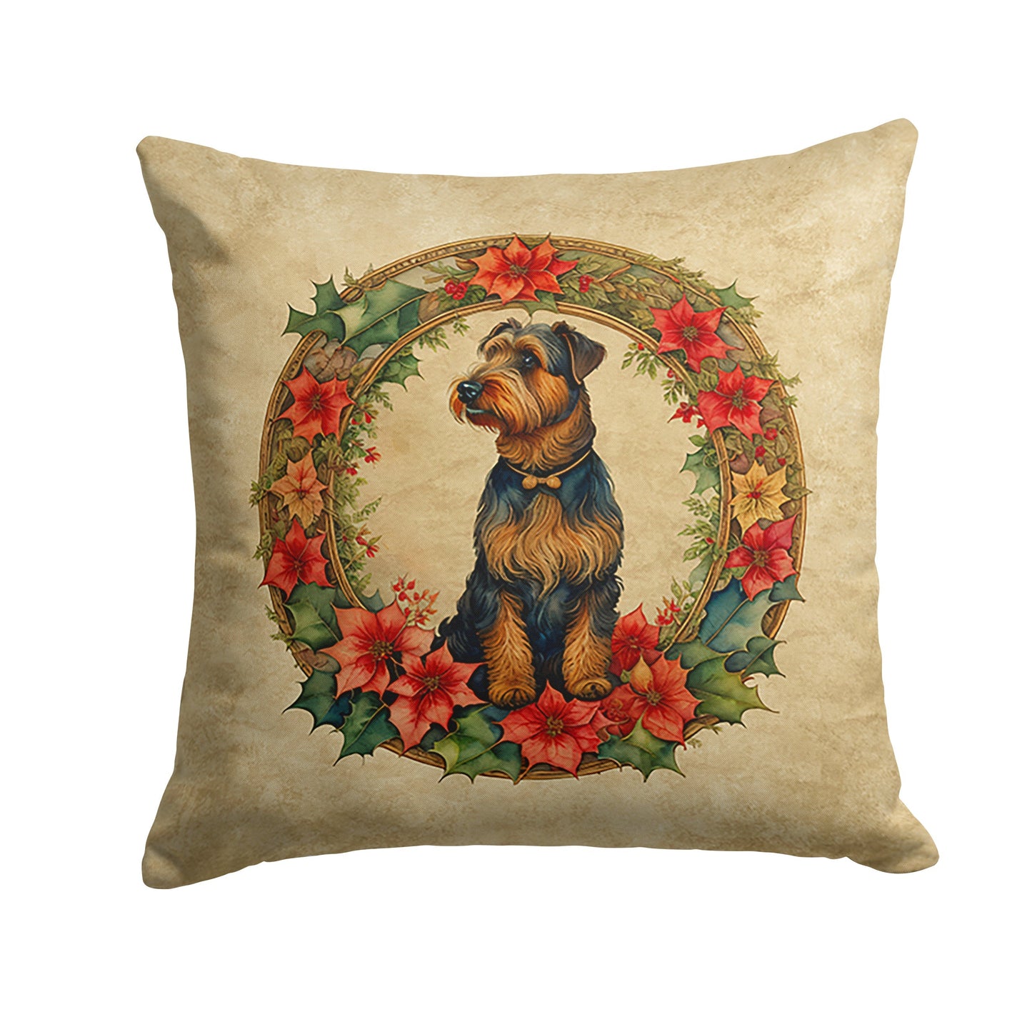 Airedale Terrier Christmas Flowers Throw Pillow - One Color / One Size - Home & Garden - Home Textile - Pillows